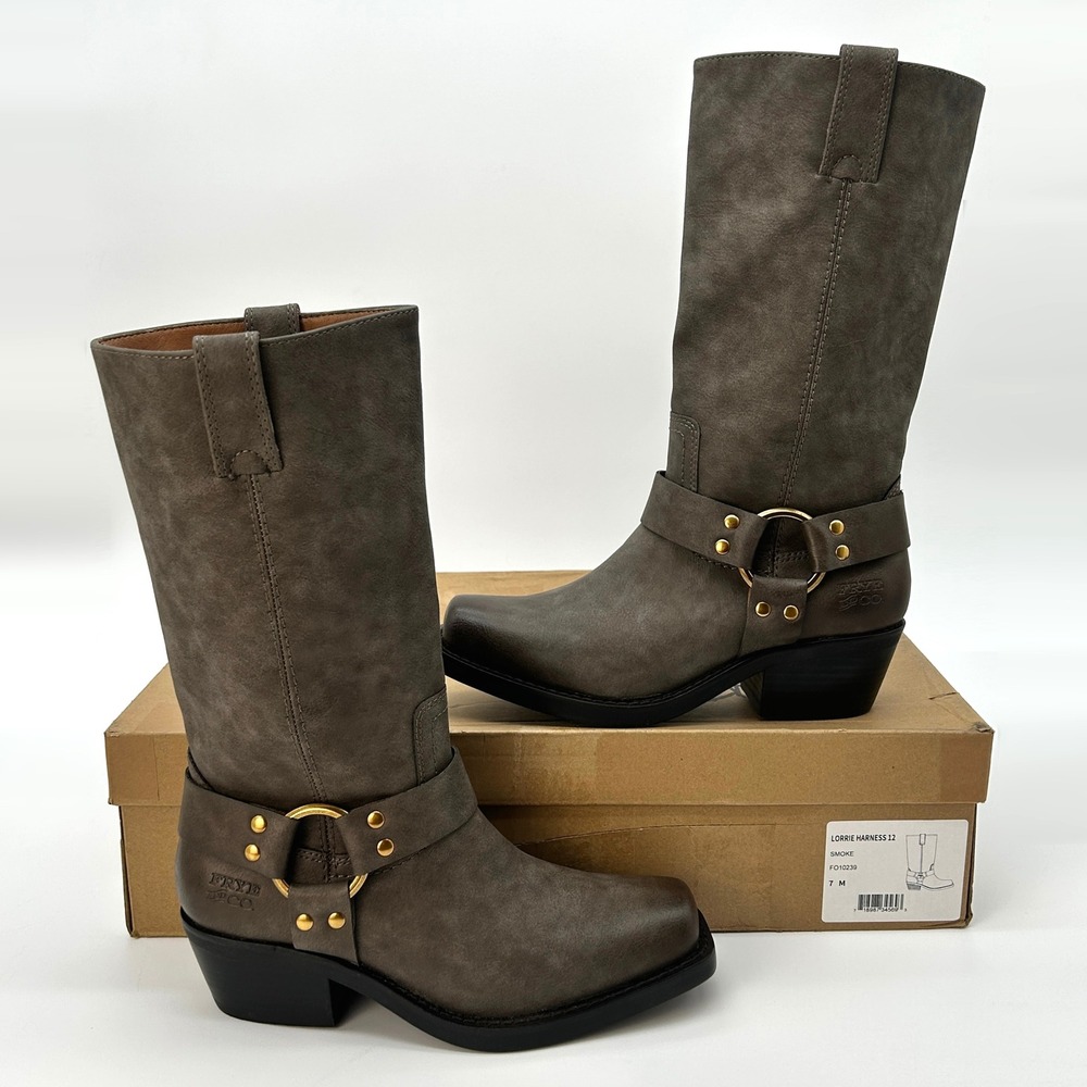 Womens Western Boots Frye & Co. Lorrie Harness Size 7 Smoke Grey Cowgirl NEW